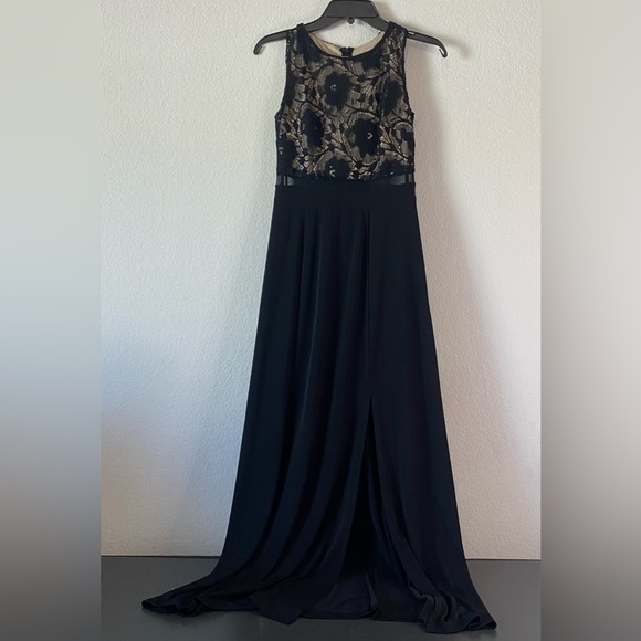 ENFOCUS STUDIO Black Sleeveless Semi-Formal Evening Dress w/ Floral Size 4 - Picture 1 of 7